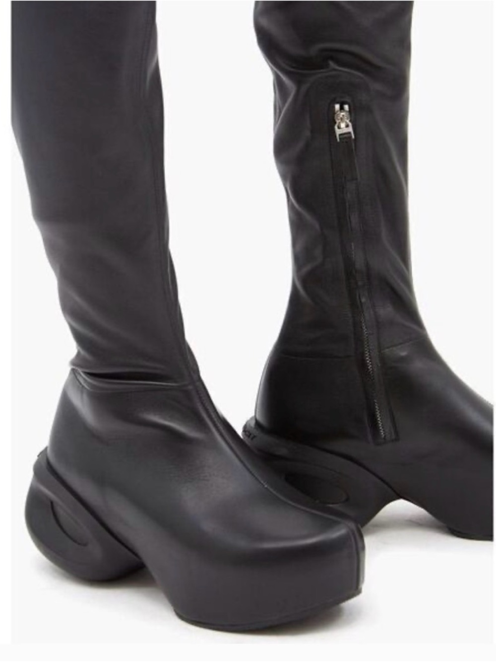GIVENCHY G-Clog Lambskin Black Leather Over-the-knee Vouge Runway Boots Size 35 - Picture 4 of 16
